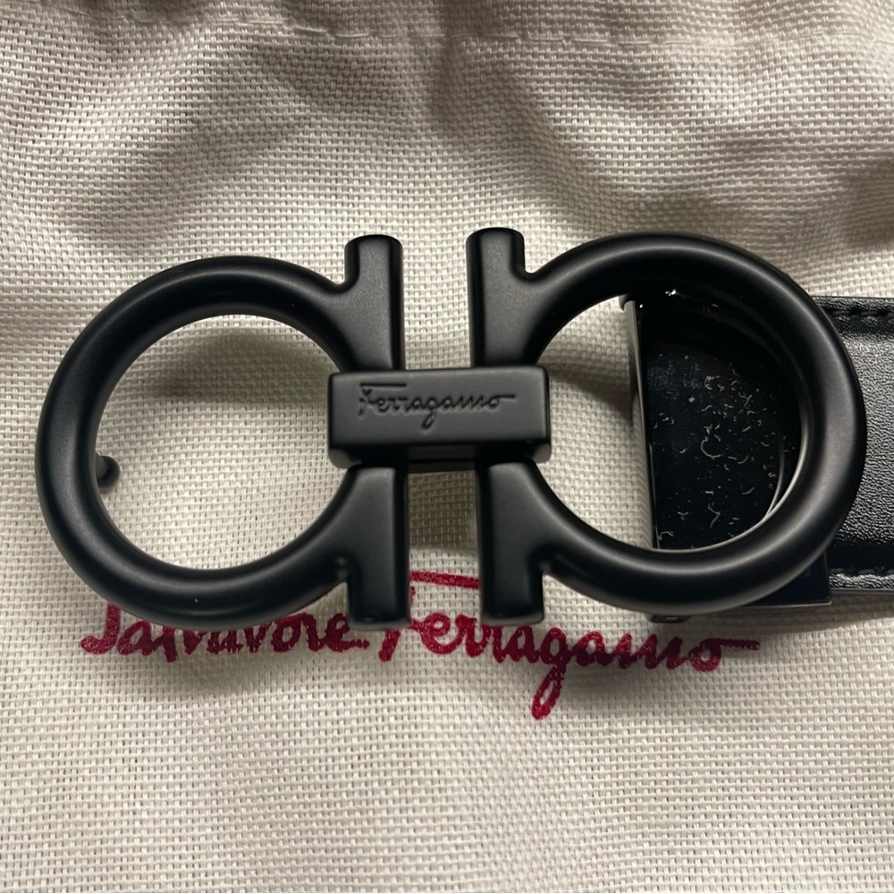 FERRAGAMO | Black Gancini Buckle With Reversible Black and Brown Belt 33-34